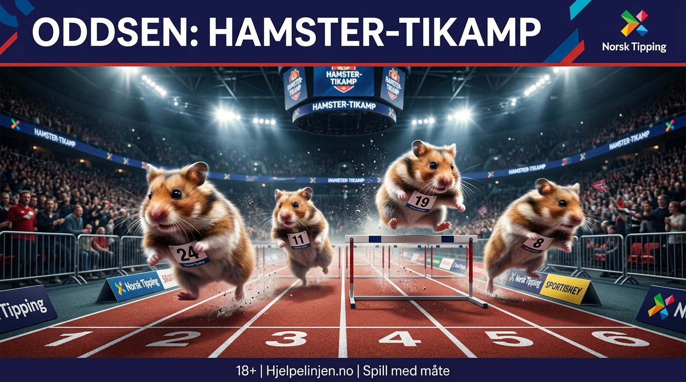 Reklame for Norsk Tipping Oddsen Hamster-Tikampen